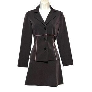 Vtg Y2K Byer Too Office Siren Pinstripe Skirt Suit Womens Size 5 Power Dressing